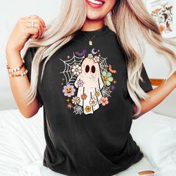 Retro Halloween Ghost Sweatshirt, Spooky Season Ghost Shirt, Floral Ghostface Shirt, Halloween Gifts, Halloween Party Sh