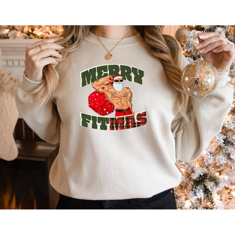 Santa Merry Fitmas Sweatshirt, Funny Santa Claus Fitmas Shirt, Muscular Santa Christmas Sweater, Santa Gym Christmas Shirt, Christmas Gifts.jpg