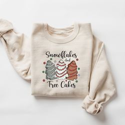 snowflakes and tree cakes sweatshirt, christmas tree cake sweater, little debbie christmas cakes shirt, merry christmas,