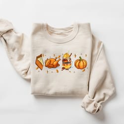 thanksgiving dinner sweatshirt, fall food turkey pumpkin spice latte shirt, thanksgiving gifts, thanksgiving pumpkin pie