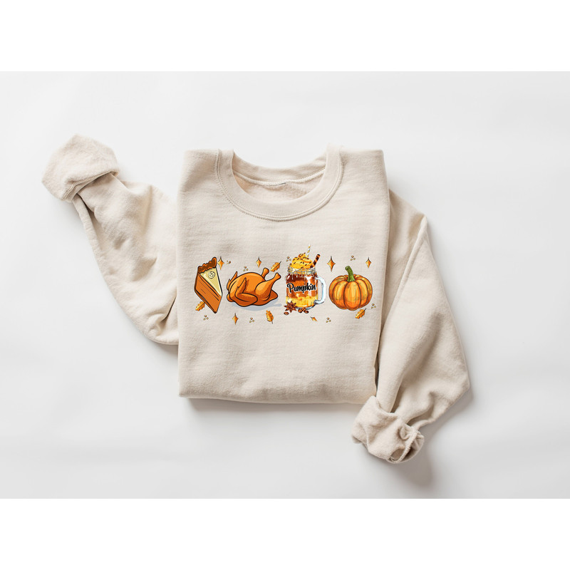 Thanksgiving Dinner Sweatshirt, Fall Food Turkey Pumpkin Spice Latte Shirt, Thanksgiving Gifts, Thanksgiving Pumpkin Pie Shirt, Fall Things.jpg