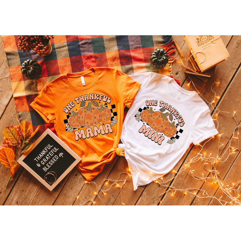 Thanksgiving Family Shirts, One Thankful Mama Shirt, Retro Pumpkin Family Shirts, Thanksgiving Gifts, Thankful Sweatshirt, Pumpkin Shirt.jpg