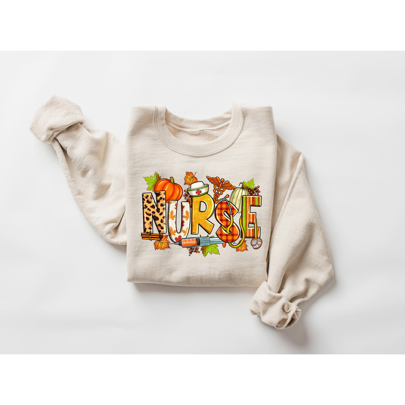 Thanksgiving Nurse Sweatshirt, Thanksgiving Icu Nurse Shirt, Fall Nurse Sweatshirt, Fall Season Nurse Tshirt, Gift for Nurse, Nurse Crewneck.jpg