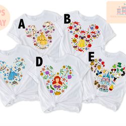 disney princess belle, ariel, snow white, cinderella, small world shirt, mickey disney princess shirt, family matching s
