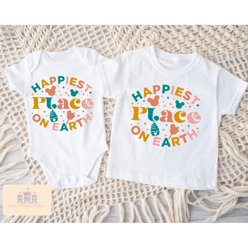 Happiest Place On Earth Shirt, Colorful Vacay Shirts Kids Toddler Baby Matching Family, Retro Vacation Shirts 1.jpg