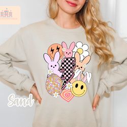 Retro Easter Shirt, Easter Bunny Smiley Face Tshirt, Easter Day T Shirt, Groovy Easter T-Shirt, Bunny Lover Shirt, Easte