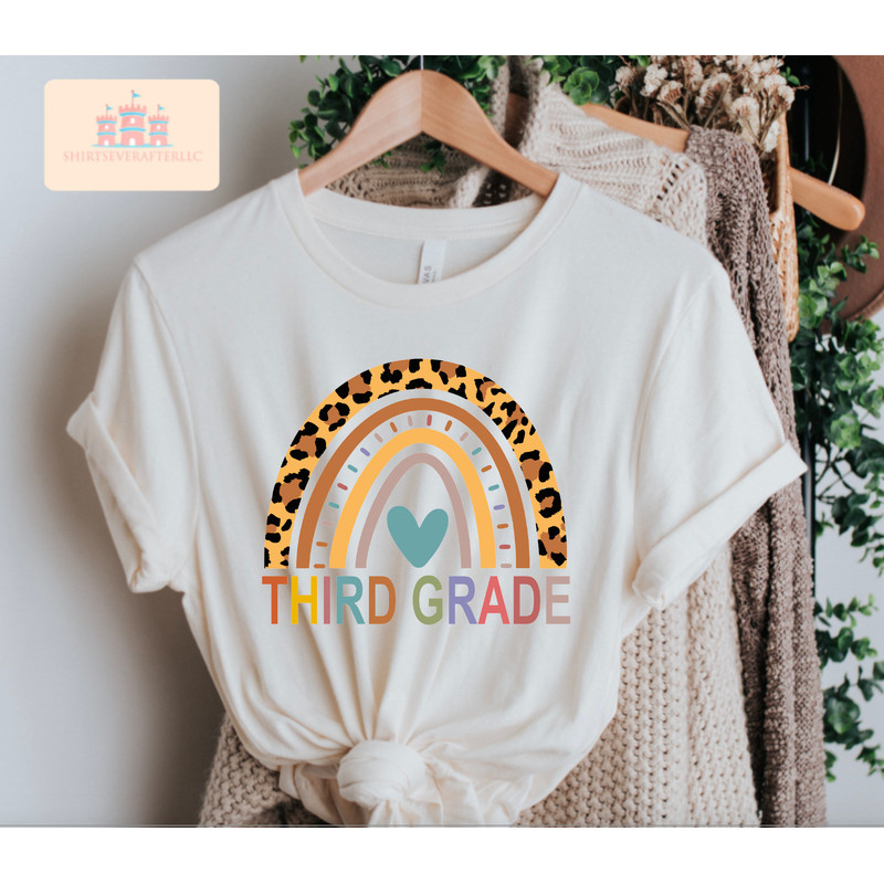 Third grade Rainbow Teacher Leopard Shirt - Leopard Tee, Teaching Boho TShirt, Gift for Teacher, Teacher Life, Cute Teaching Tee.jpg