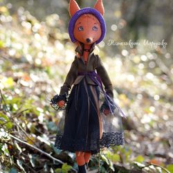 Handmade doll fox - dressed up animal toy - OOAK doll - girl's gift