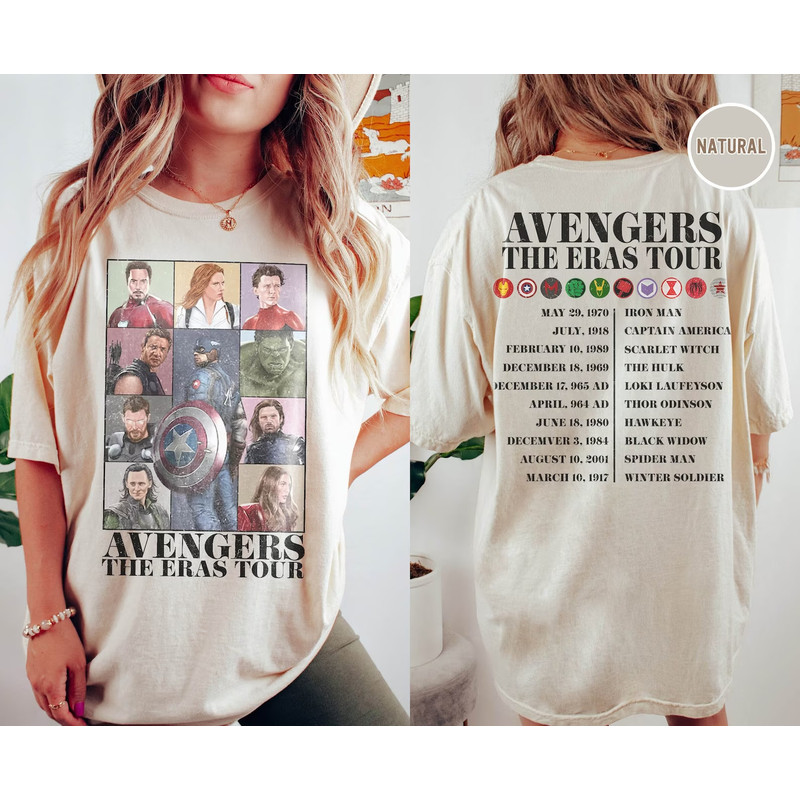 Avengers The Eras Tour Shirt, Avenger MCU Assemble Sweatshirt, Marvel Fan Gift, The Eras Tour 2023 Shirt, Spiderman Thor Loki Hulk Shirt.jpg