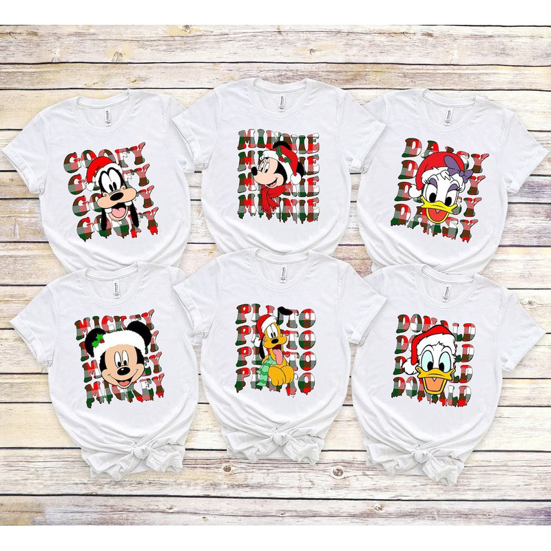 Christmas Disney Characters Matching Shirt, Mickey And Friends Red Plaid Christmas Party Shirt, Disney Holiday Shirt, Merry Christmas.jpg