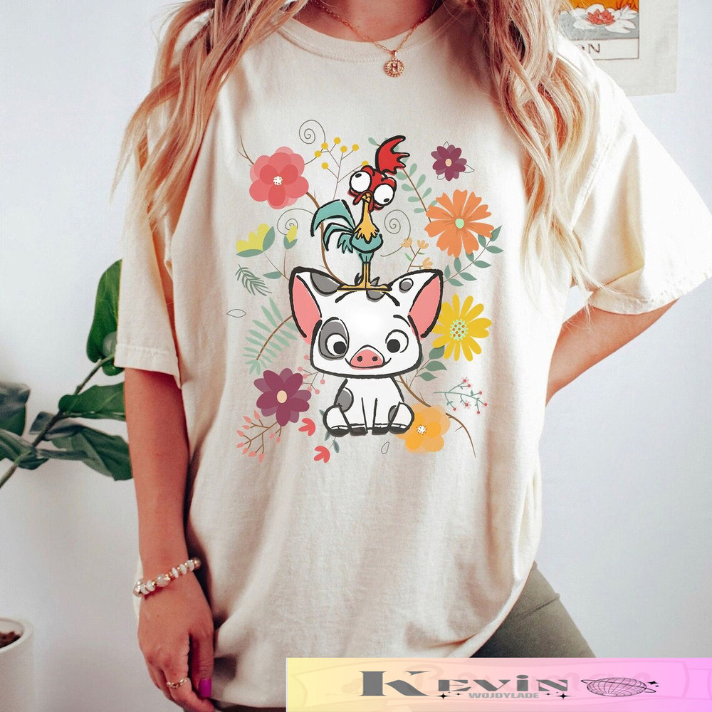 Disney Moana Shirt, Hei Hei and Pua Floral Comfort Colors Shirt, Moana Princess Sweatshirt, Disney Shirts, Disneyland Shirt,.jpg