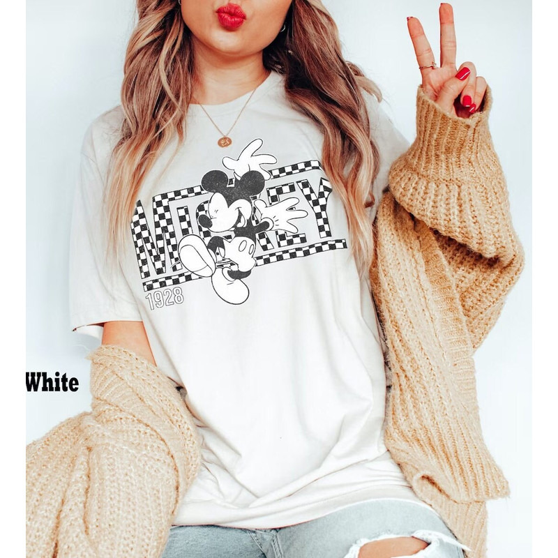 Retro Mickey Mouse Shirt, Vintage Mickey Minnie Checkered Shirt, Disneyworld Shirts, Disney Family Vacation, Classic Mickey, Disney Trip Tee.jpg