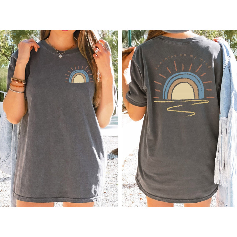 Retro Sun Shine On My Mind Shirt, Comfort Color Summer Tshirt, Beach Shirt, Lounge Comfort Shirt, Weekend Lake Shirt, Sunshine Shirt.jpg