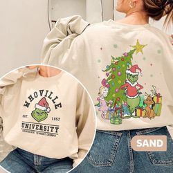 retro whoville university sweatshirt, whoville sweatshirt, grinch christmas sweatshirt, grinchmas shirt, christmas sweat