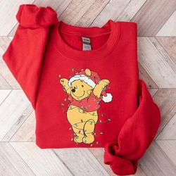 vintage pooh christmas light sweatshirt, the most wonderful time of the year winnie the pooh christmas lights sweatshirt