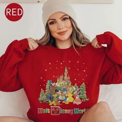 vintage walt disney world christmas sweatshirt, mickey and friends christmas sweatshirt, disneyland sweatshirt disney ch