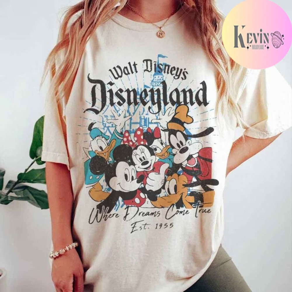 Vintage Walt Disney's Disneyland Est 1955 Where Dreams Come True Shirt, Retro Disney Castle Shirt, Mickey and Friends, Disney Family Shirt 1.jpg