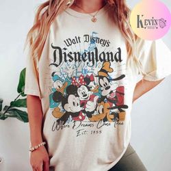 vintage walt disneys disneyland est 1955 where dreams come true shirt, retro disney castle shirt, mickey and friends, di