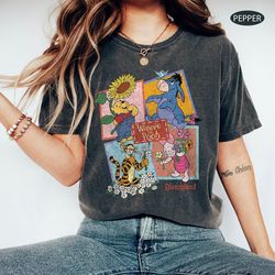 vintage winnie the pooh comfort colors shirt, retro disney pooh bear shirt, pooh bear and friends shirt, eeyore, piglet,