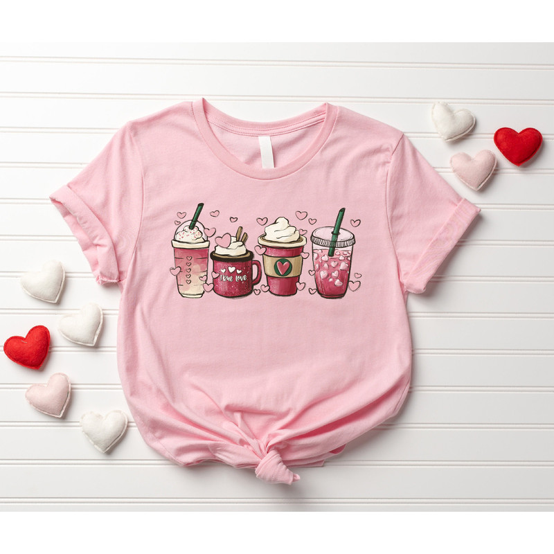 Valentines Day Coffee Cup Heart Shirt, Valentines Day Shirt For Women, Latte Valentine Shirt, Valentine Day Gift, Happy Valentines Day Tee.jpg