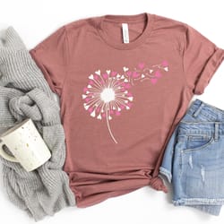 dandelion shirts, valentines shirt, lovers shirt, valentines day shirt, valentine flower shirt, gift for valentines, cou