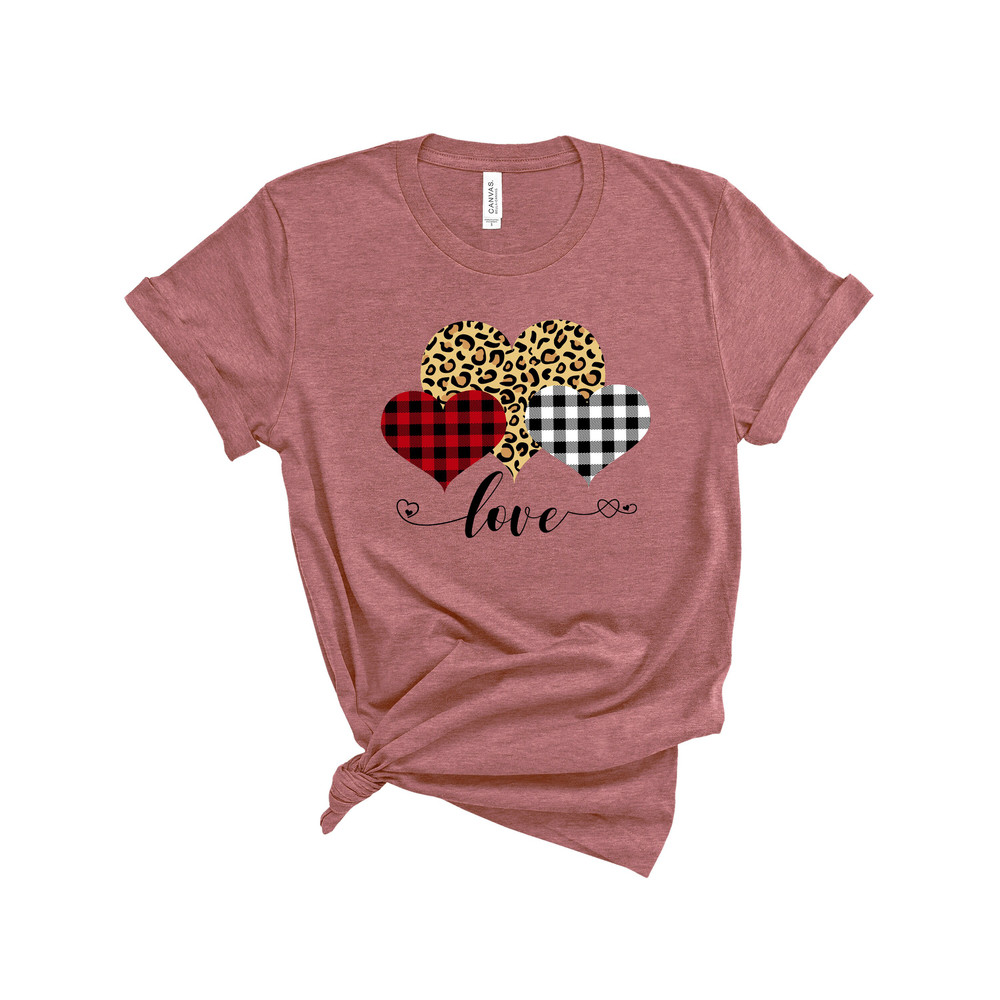 Leopard Print Heart Shirt,Buffalo Plaid Valentines Day Shirts For Mom,Heart Shirt,Animal Print Heart,Cute Valentine Tee,Valentines Day Gift.jpg