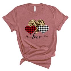 leopard print heart shirt,buffalo plaid valentines day shirts for mom,heart shirt,animal print heart,cute valentine tee,