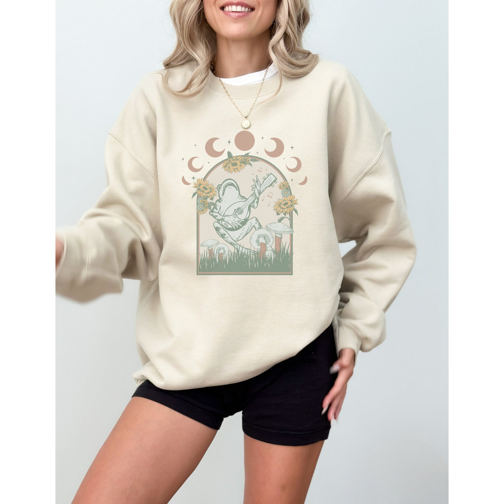 Cottagecore Frog Sweatshirt Fall Mushroom Sweatshirt Frog and Mushroom Sweatshirt Aesthetic Tee Top Vintage Frog Sweater Frog and Toads.jpg
