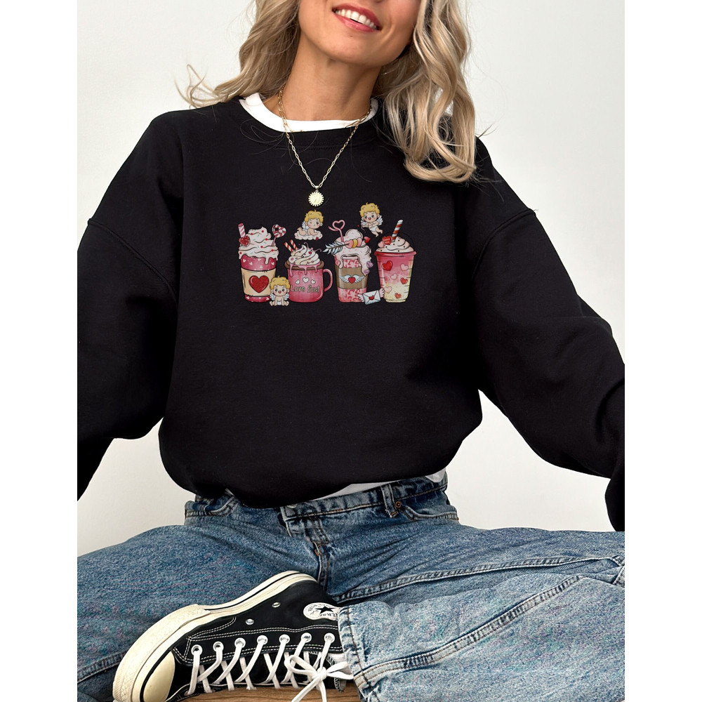 Valentine Sweatshirt Women Girl Valentine Sweatshirt Ice Coffee Crewneck Valentine Graphic Tee Coffee Valentine Sweater Valentine Gift's.jpg