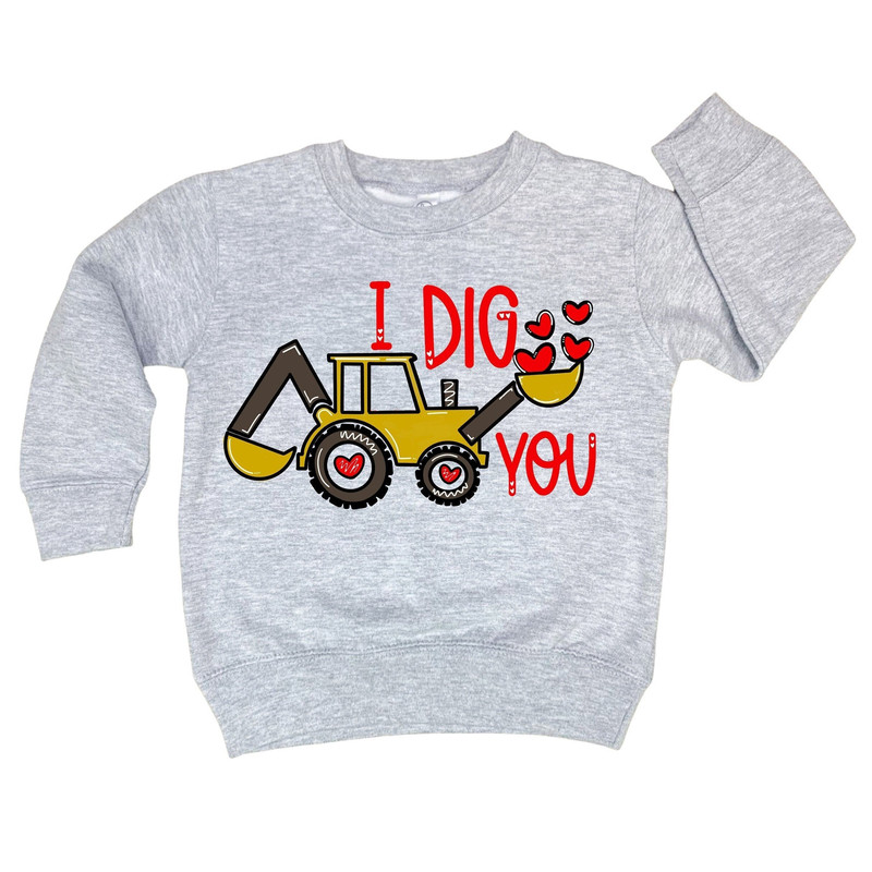Toddler Valentines Day Shirt, Funny Boys Valentines Sweatshirt Trendy Kids Crewneck Baby Boy Valenetines Day Outfit I Dig You Christmas Gift.jpg