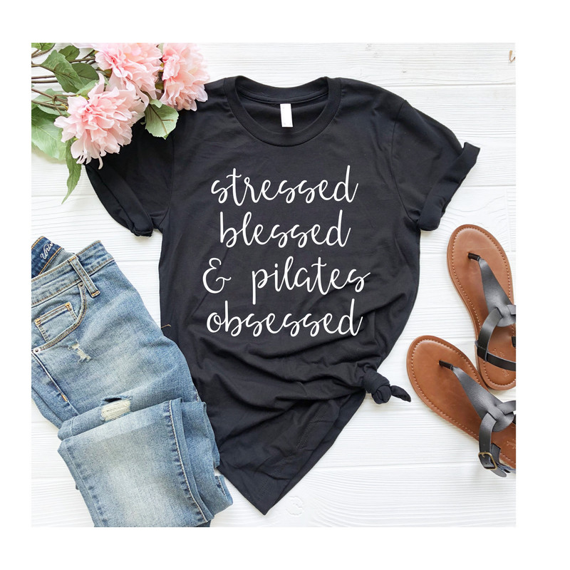 Funny Pilates Tshirt Pilates Shirt Women Pilates Gifts for Pilates instructor Gift for her Stressed Blessed and Pilates Obsessed Tshirt OK.jpg