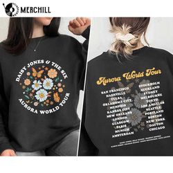 aurora world tour 1978 1979 tee shirt daisy jones and the six merch - happy place for music lovers