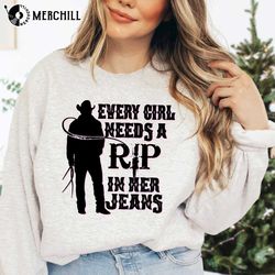 every girl needs a little rip in her jeans rip yellowstone shirt womens - happy place for music lovers