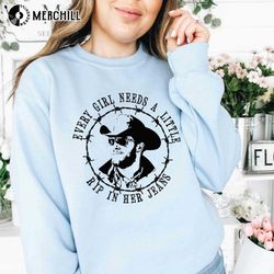 every girl needs a little rip in her jeans yellowstone t shirts rip gifts for yellowstone fans - happy place for music l