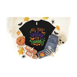 will trade sister for candy shirt,halloween party,halloween tshirt,hocus pocus shirt,halloween funny tee,halloween child