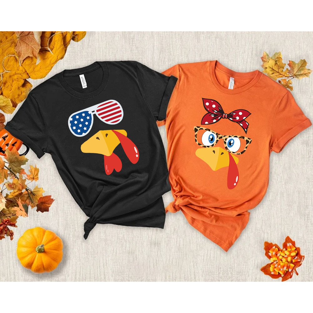 Fall Mom And Dad T-shirt, Cute Turkey Fall Thanksgiving Shirt, Thanksgiving Family Matching Shirt,Turkey Face Shirt,Funny Thanksgiving Shirt.jpg