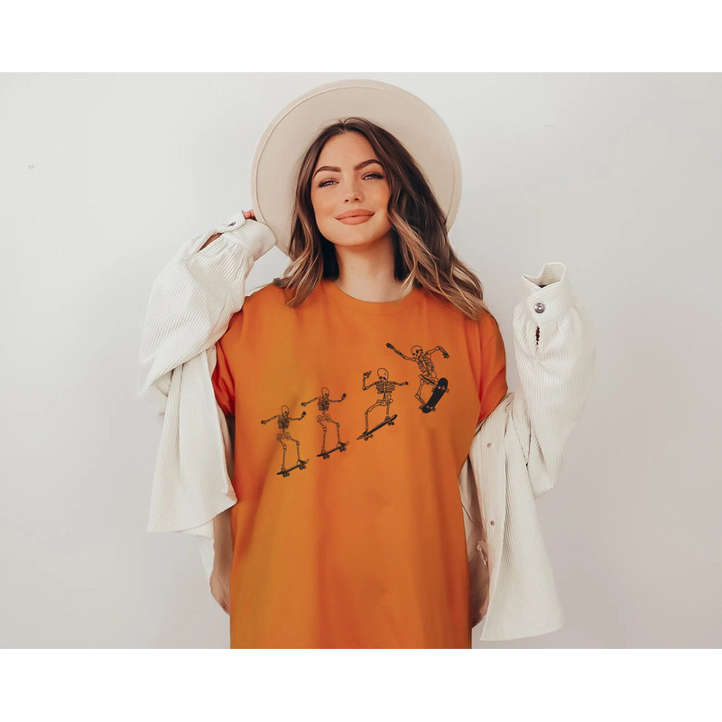 Skateboarding Skeletons Shirt, Vintage Halloween Tee, Cute Skeleton Shirt, Skeleton Shirt, Sporty Shirt, Halloween Skeleton Shirt, Halloween.jpg