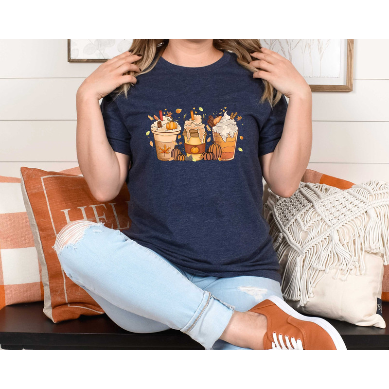 Fall Coffee Shirt, Cute Fall Sweatshirt, Coffee Lover tee Shirt, Halloween Pumpkin Latte Drink Cup, Pumpkin Spice Shirt, Thanksgiving Shirt.jpg