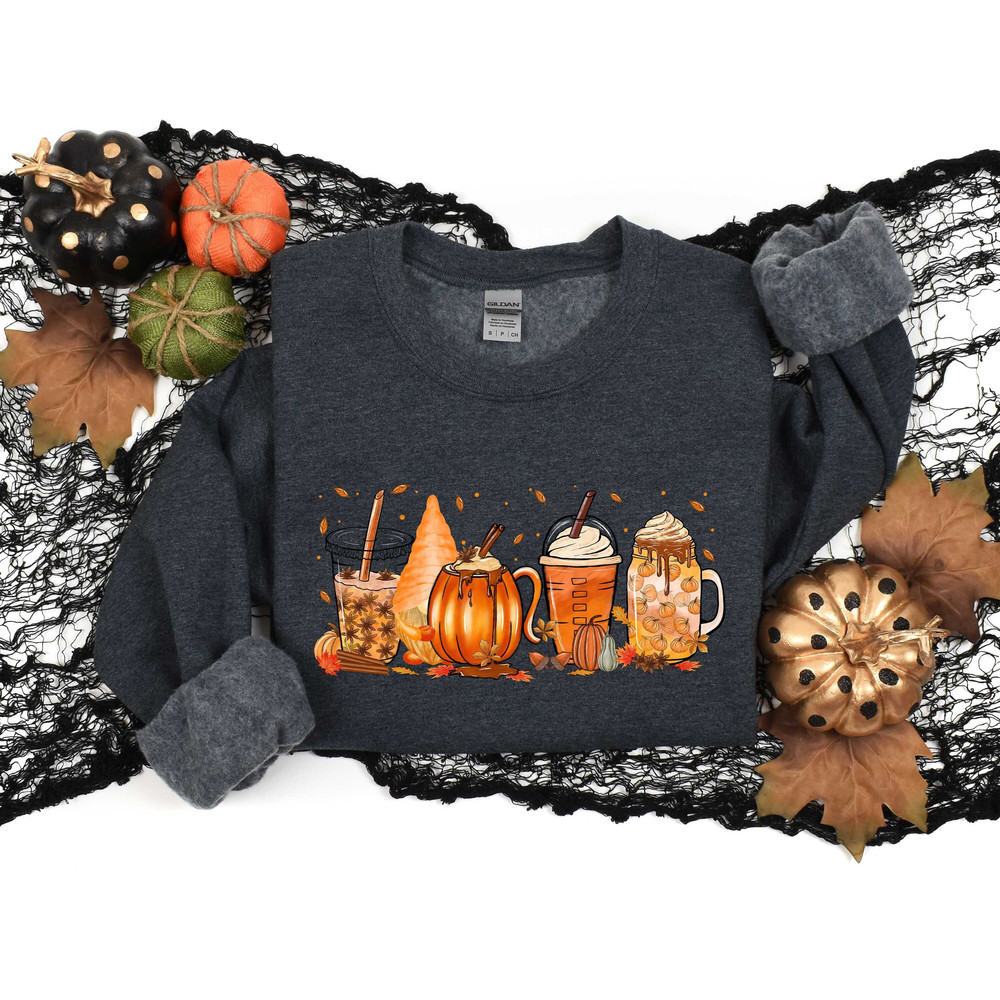 Fall Coffee Shirt,Vintage Halloween Sweatshirt,Fall Shirts for Women,Pumpkin Spice Halloween Shirt,Pumpkin Spice Gnome Sweater,Autumn Shirt.jpg