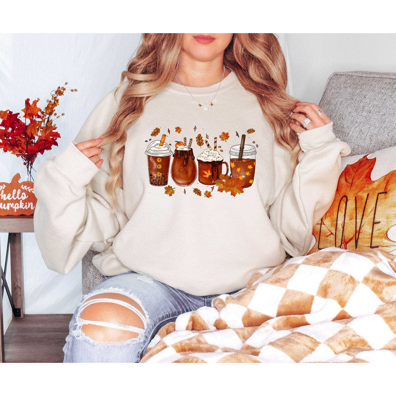 Fall Coffee Sweatshirt, Vintage Thanksgiving Hoodie, Fall Pumpkin Spice shirt, Cute Fall Coffee Shirt, Coffee Drink Gift,Coffee Lover Hoodie.jpg
