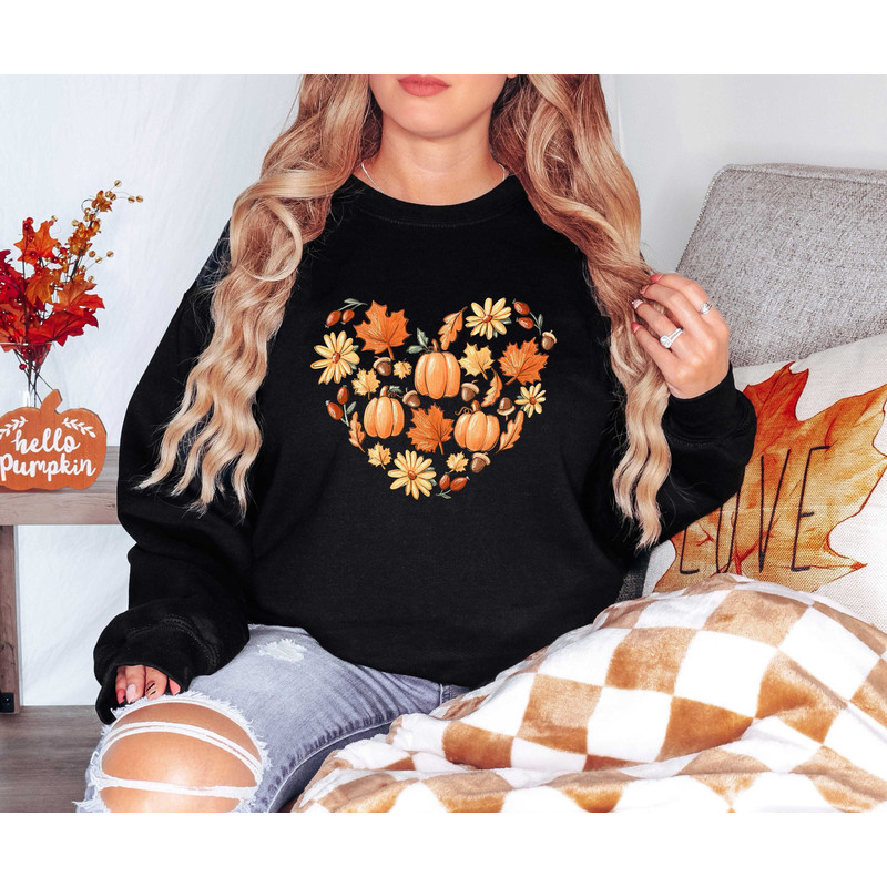Fall Heart Shirt, Fall Doodles Shirt, Cottagecore Fall T-Shirt, Pumpkin Heart Tee, Thanksgiving Crewneck,Pumpkin Patch Shirt,Fall Leaves Tee.jpg