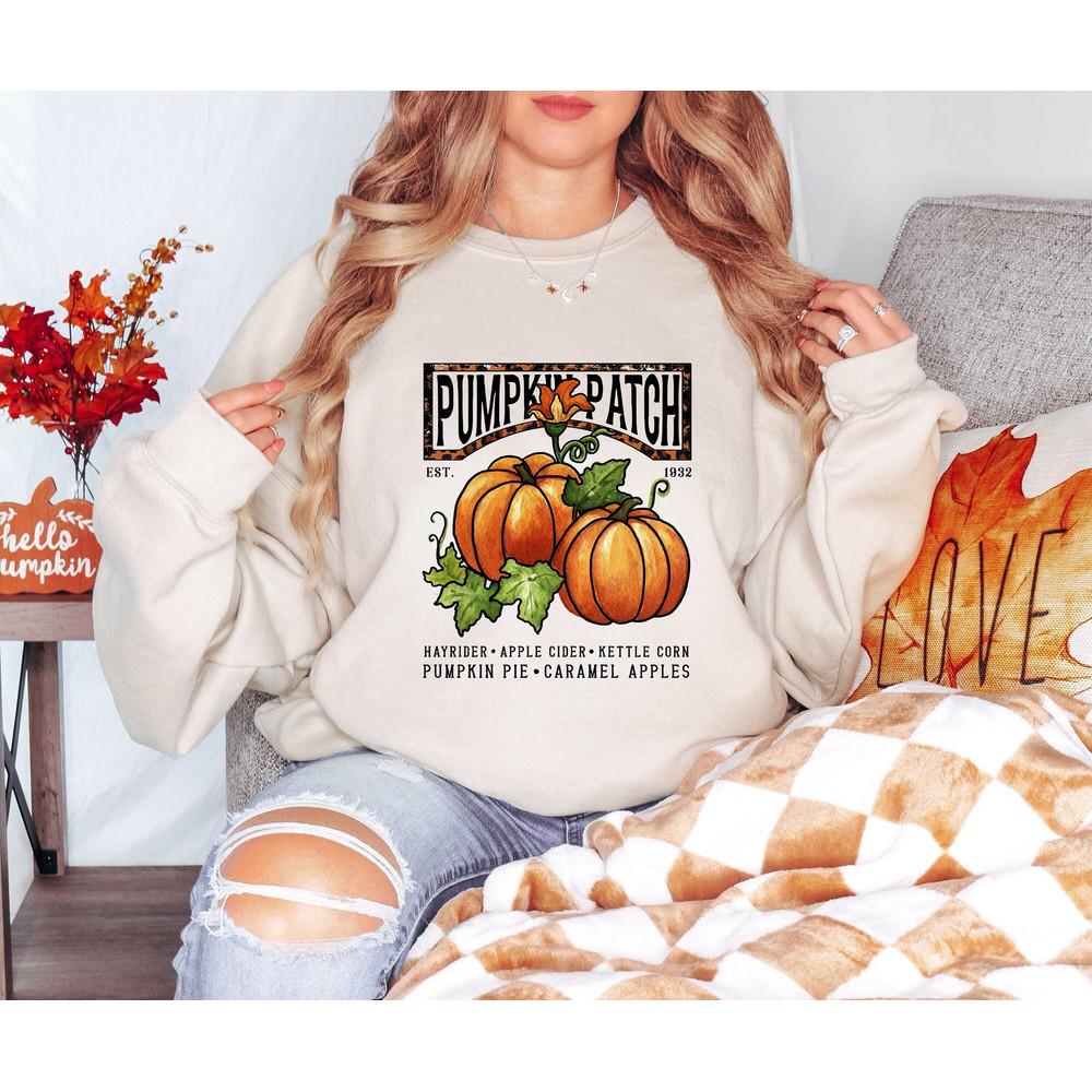 Farm Fresh Pumpkins Crewneck Sweatshirt, Pumpkin Truck Shirt, Farm Fresh Sweater, Fall Lovers Pullover, Autumn Gift, Pumpkin Patch Jumper.jpg