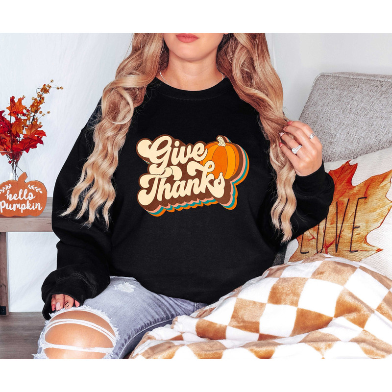 Give Thanks Sweatshirt, Retro Fall Comfort Colors Shirt, Cozy Season Give Thanks, Vintage Thanksgiving Pumpkin Sweatshirt.jpg