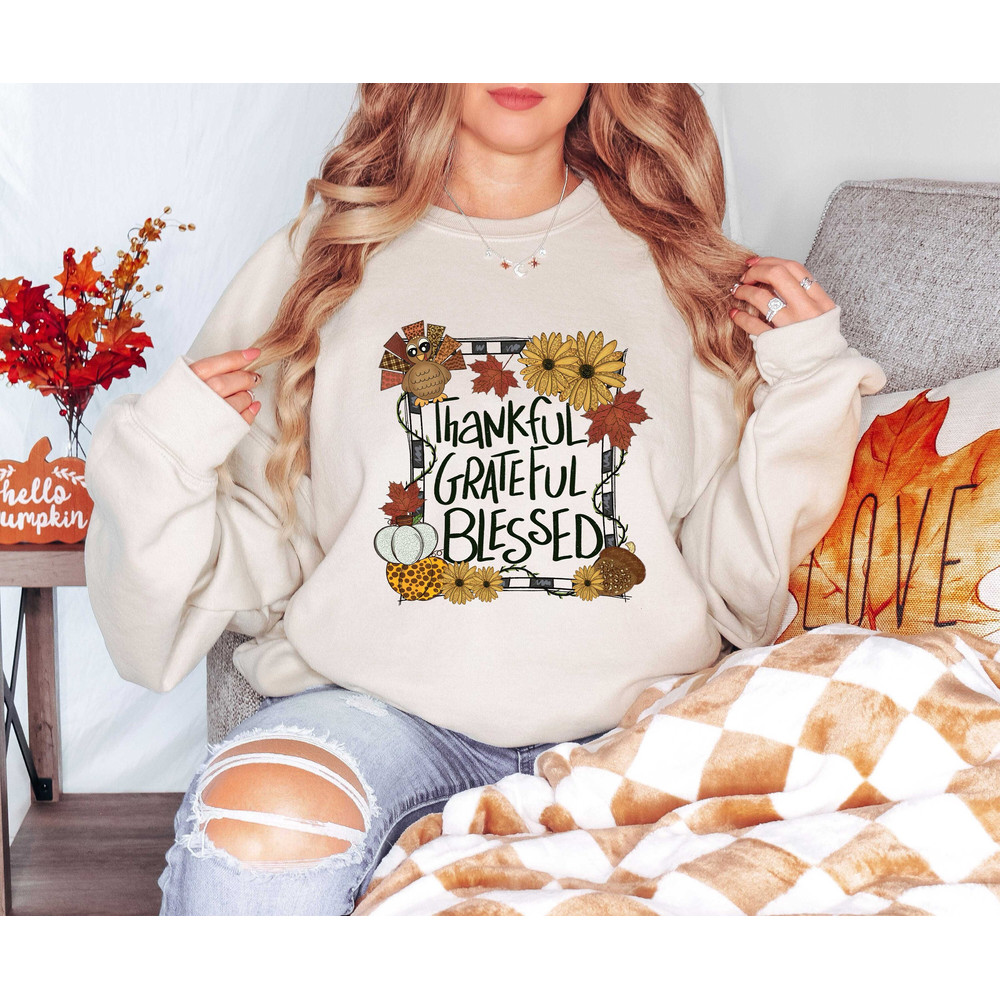 Grateful Thankful Blessed Shirt, Grateful Thankful Blessed, Happy Thanksgiving Shirt, Thanksgiving Shirt, Fall Shirt, Thanksgiving Gift.jpg