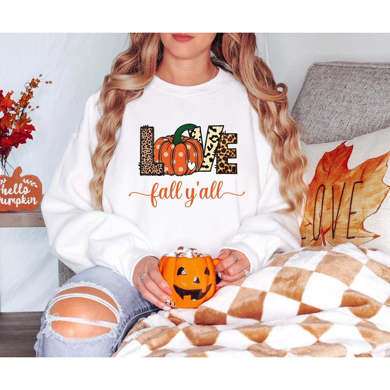 Love Fall Y'All Shirt, Leopard Print Fall Shirt, Thanksgiving,Hello Pumpkin, Fall Vibes, Peace Love Thanksgiving, Family Thanksgiving Shirt.jpg