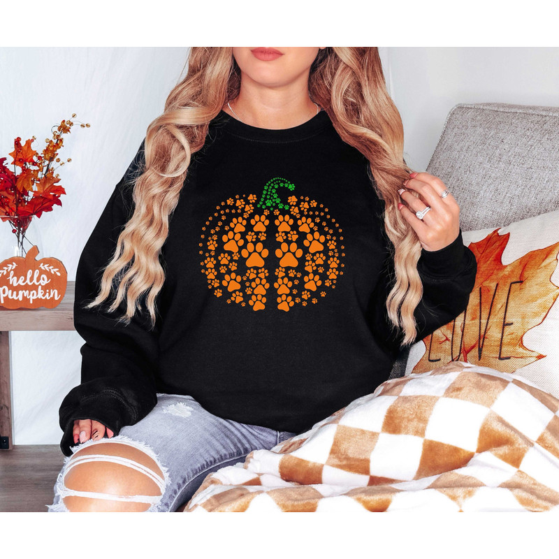 Paw Pumpkin Shirt, Paw Print Shirt, Pumpkin Dog Tee, Dog Halloween Shirt, Halloween Paw Tee, Leopard Pumpkin Tee, Paw Shirt, Dog Lover Gift.jpg