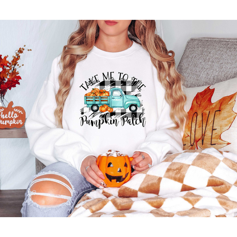 Take Me To The Pumpkin Patch Fall Shirt, Pumpkin Pie Shirt, Aesthetic Fall Graphic Tee, Pumpkin Patch Shirt, Floral Pumpkin Shirt.jpg