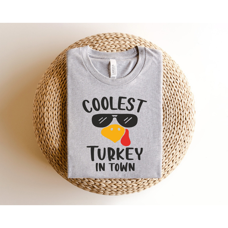 Coolest Turkey in Town Shirt,Boys Thanksgiving,Funny Kids Thanksgiving Shirt, Thankful Shirt,Fall Shirt, Hello Pumpkin,Family Matching Shirt.jpg