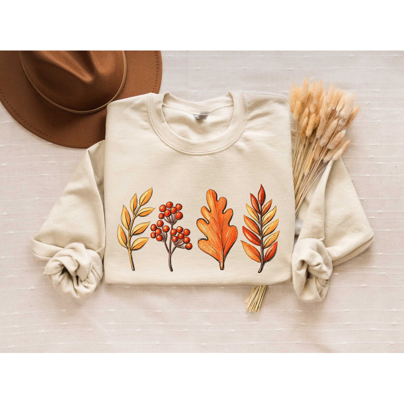 Fall Leaves Sweatshirt, Fall Sweatshirt for Women, Fall T-Shirts, Thanksgiving Outfit, Fall Crewneck, Halloween Sweater.jpg