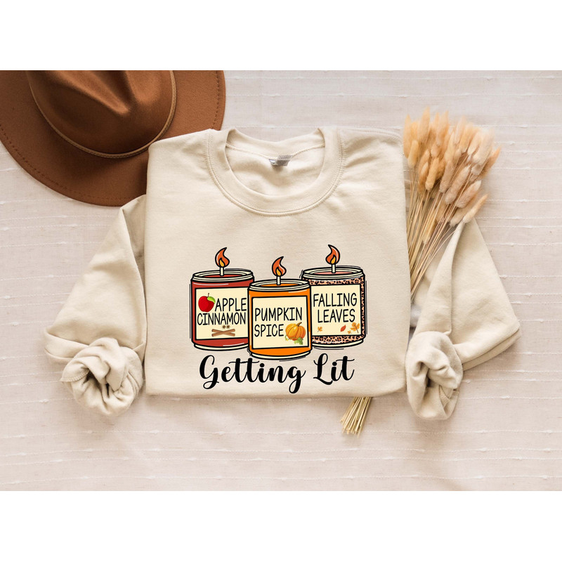 Getting Lit fall Shirt, Pumpkin Shirt, Getting Lit Candles Shirt, Fall Outfit, Fall Bachelorette Party Shirt,Thanksgiving shirt, Fall Shirt.jpg